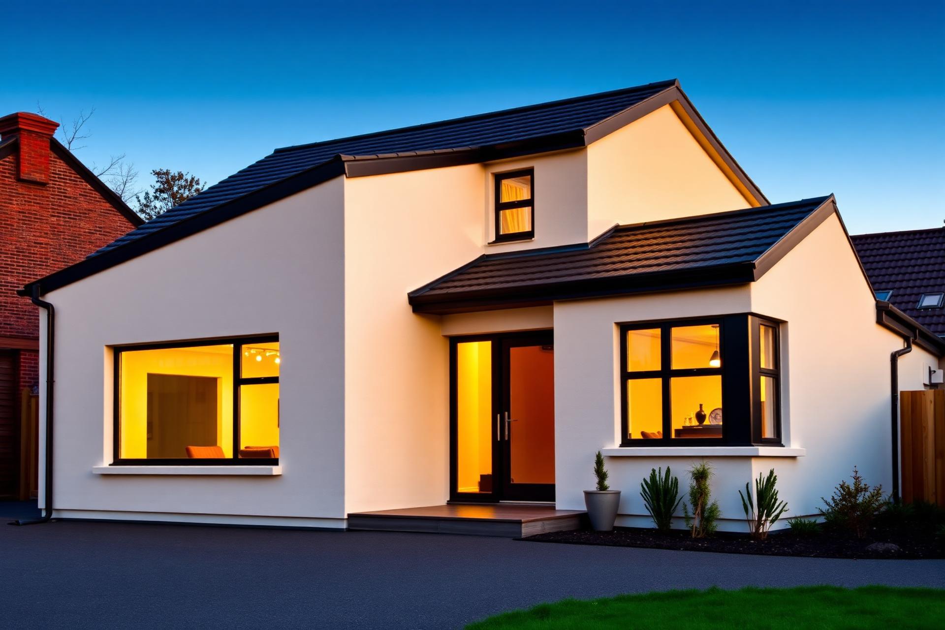 Beautifully finished home exterior at dusk